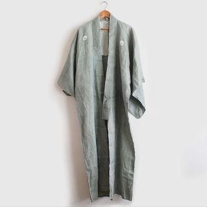 VINTAGE Sage Green Silk Japan Kimono Robe Dress